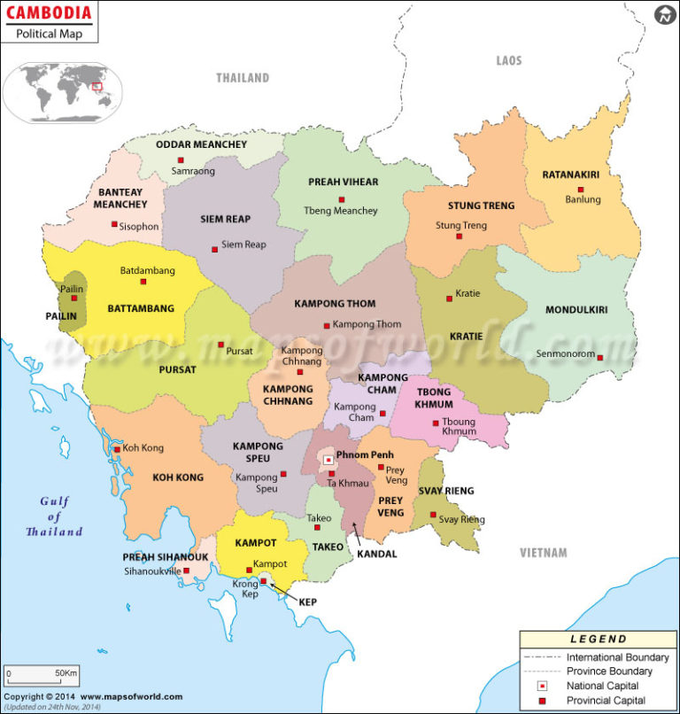 Political Map Of Cambodia Cambodia Provinces Map Printable Map Of The