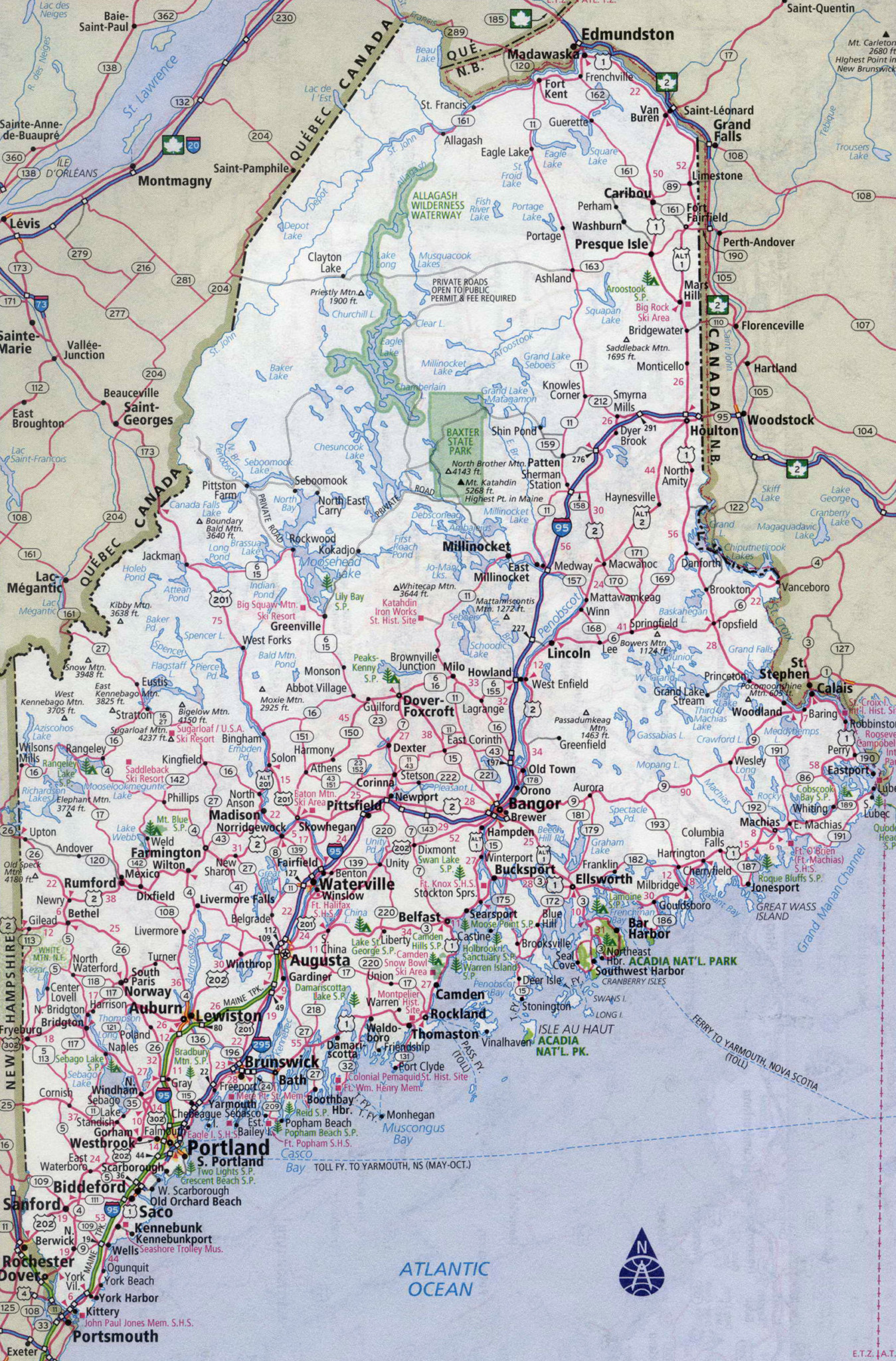 Large Detailed Roads And Highways Map Of Maine State With 1349x2048 