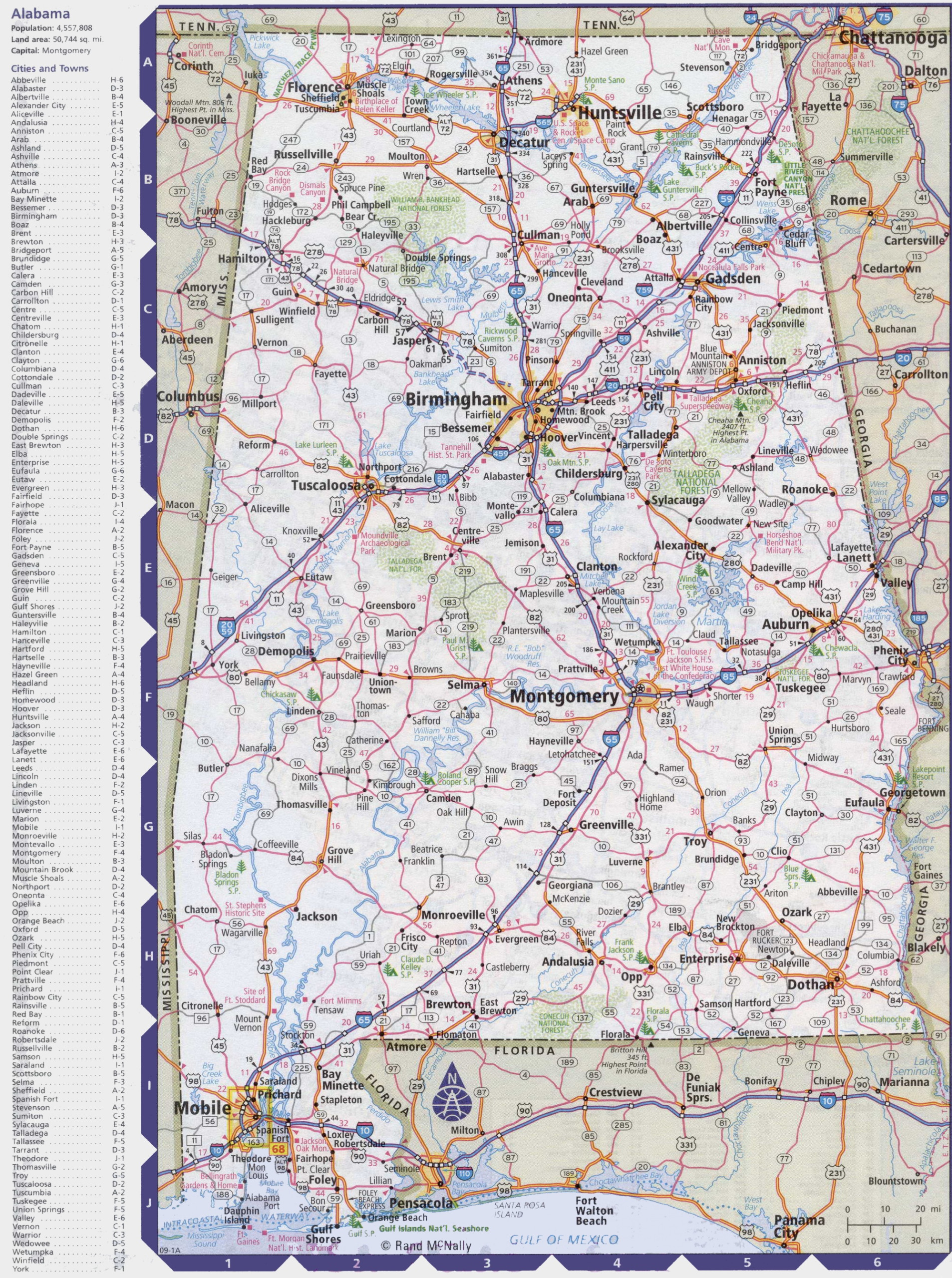 Printable Map Of Alabama With Cities Printable Map Of The United States