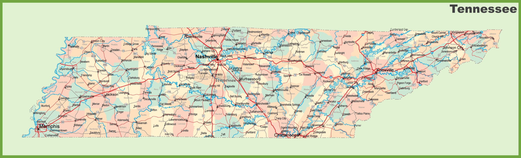 time zone map tennessee