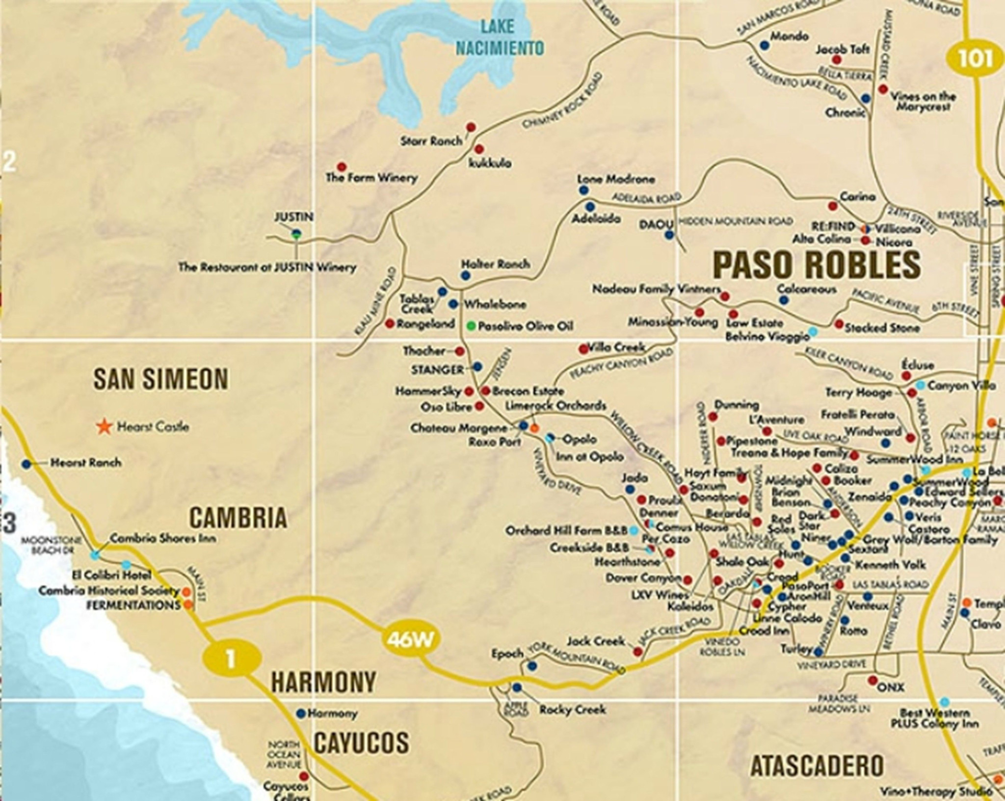 Paso Robles Area Wine Tasting Map Paso Robles Wineries – Printable Map