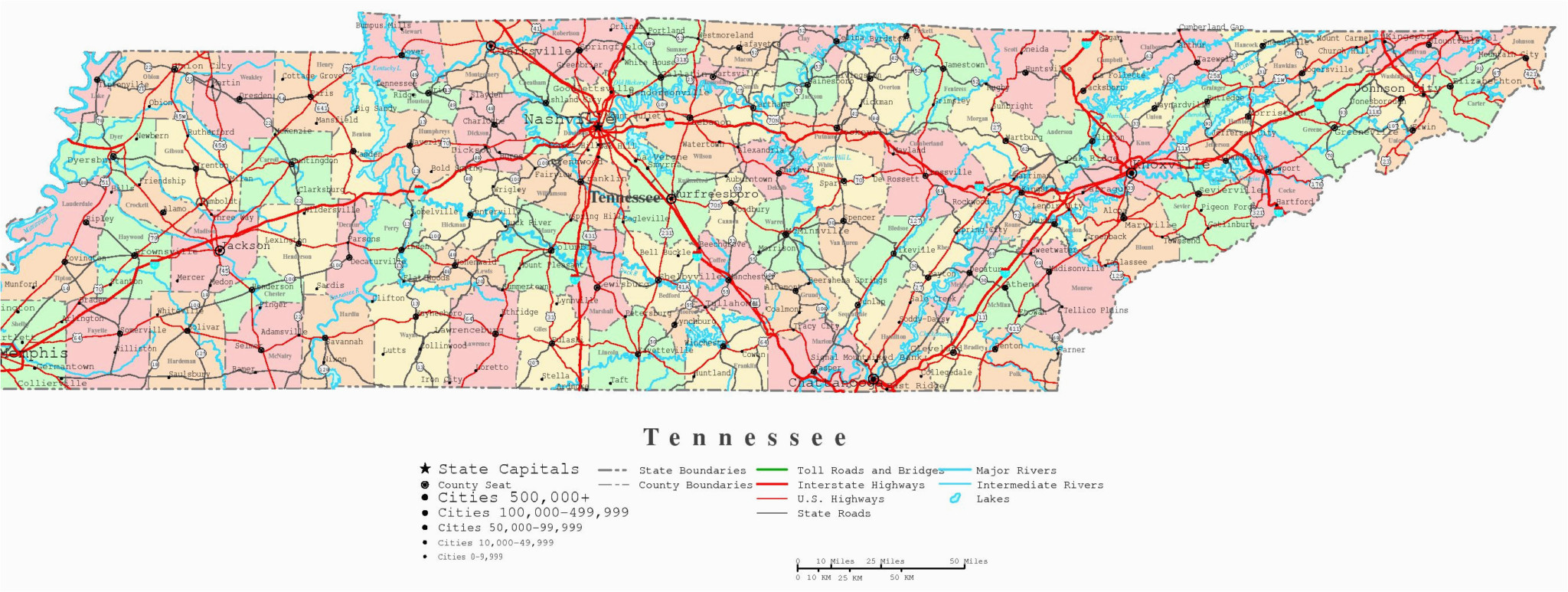 Printable Map Of Tennessee Counties | Printable Map of The United States