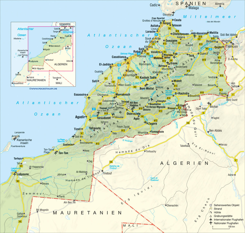 road-map-of-morocco-with-relief-cities-and-airports-printable-map-of