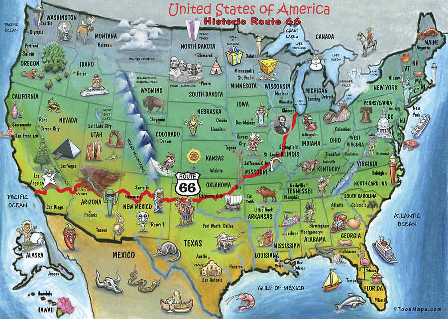 Free Printable Route 66 Map Printable Map Of The United States