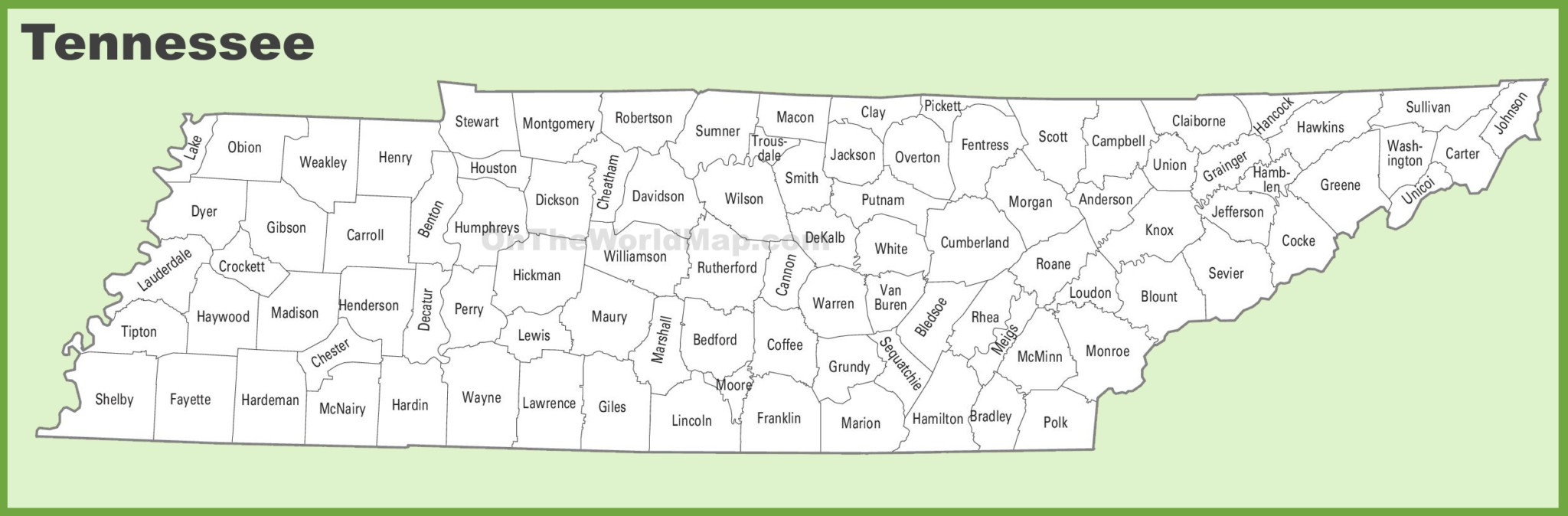 Tennessee County Map Printable Map of The United States