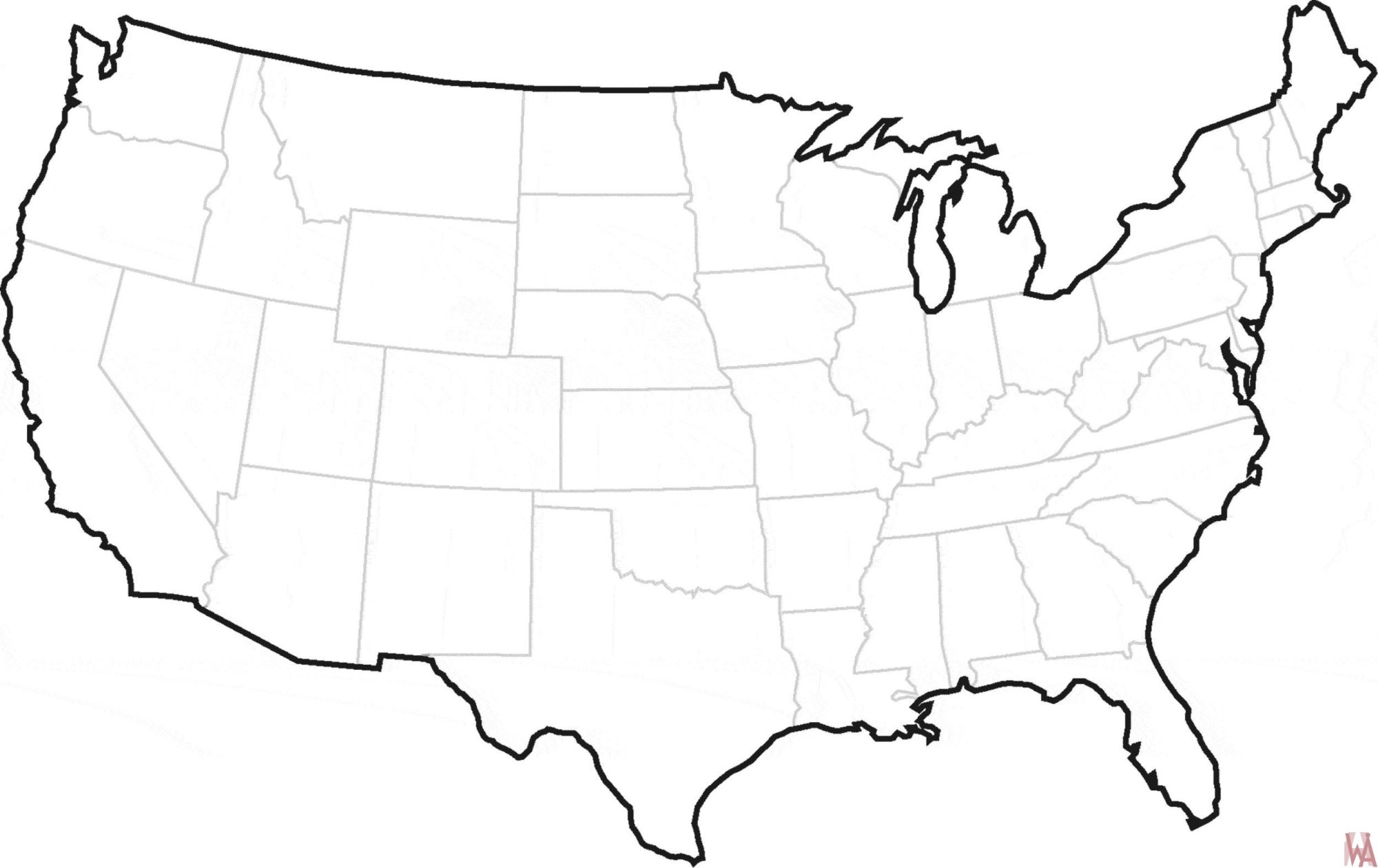 Printable Us Map Outline Printable Map Of The United States