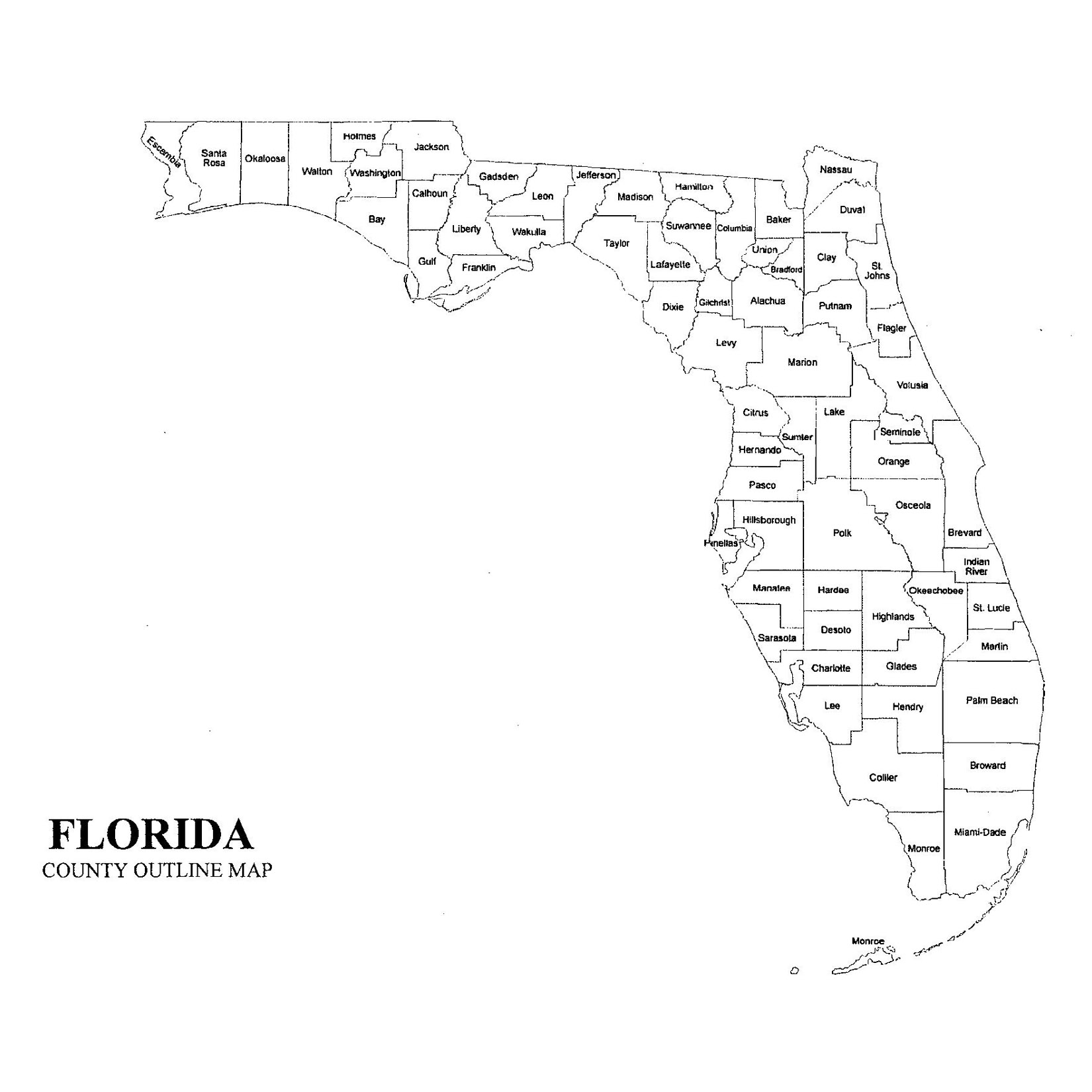 High Resolution Printable Florida County Map Printable Map of The