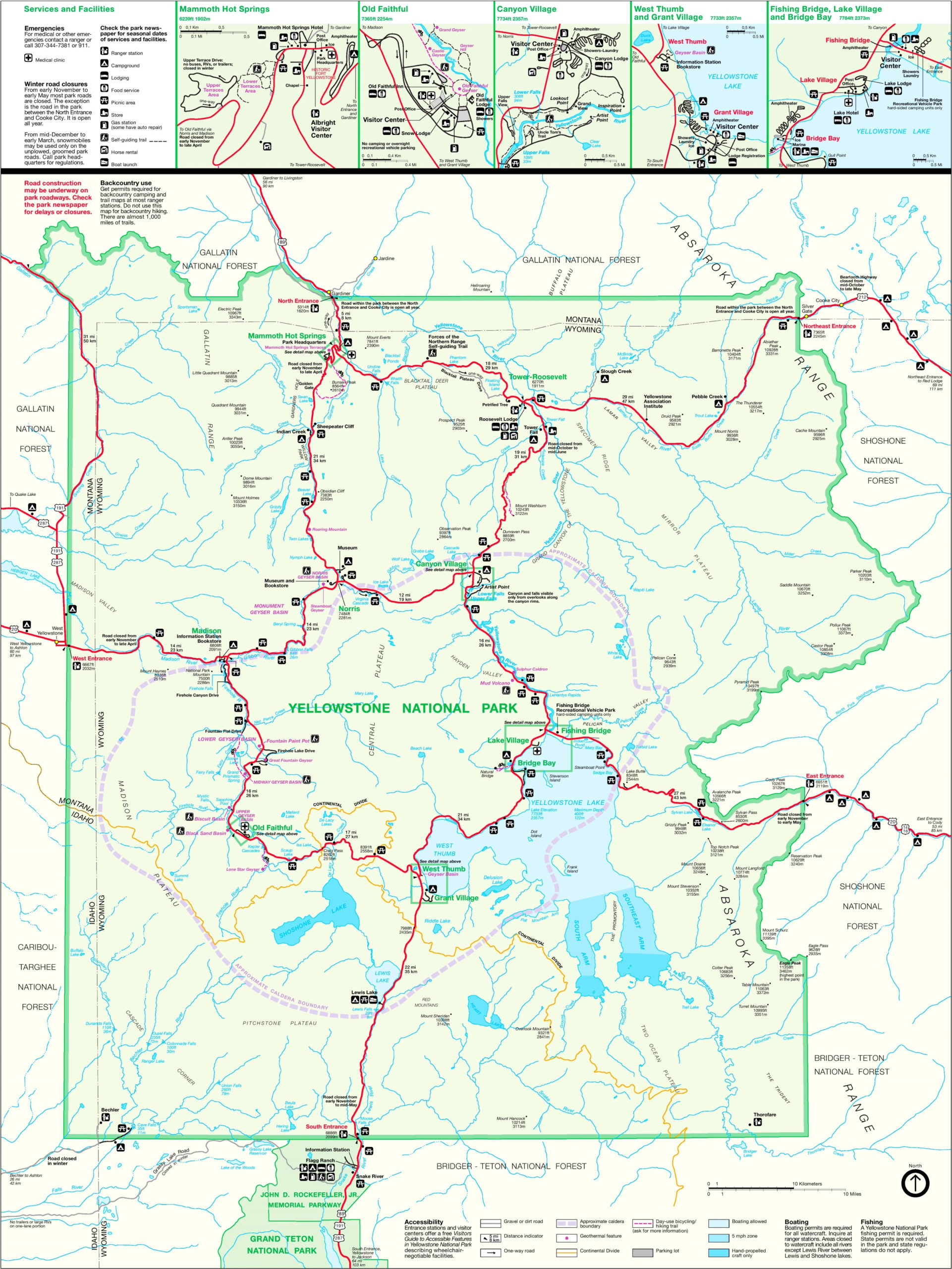 Large Detailed Map Of Yellowstone