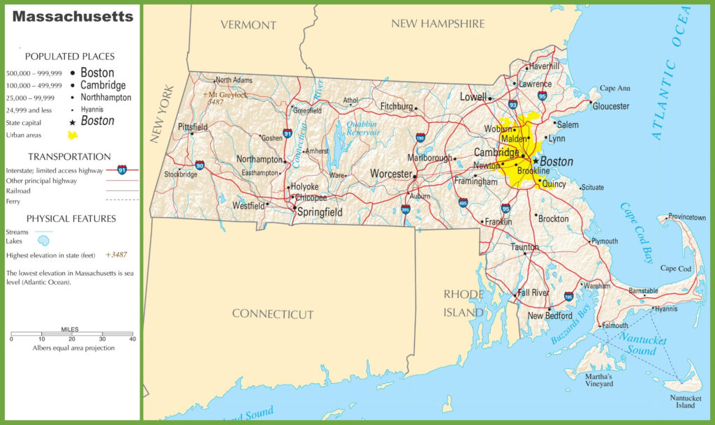 Massachusetts Highway Map | Printable Map of The United States