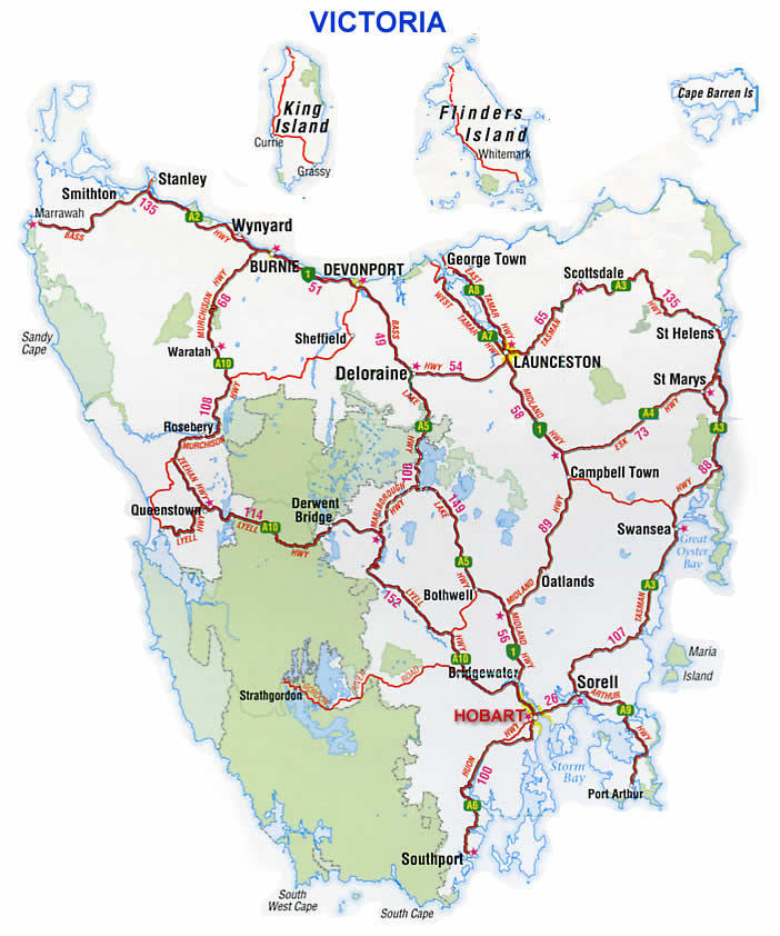 Printable Map Of Tasmania Printable Map Of The United States