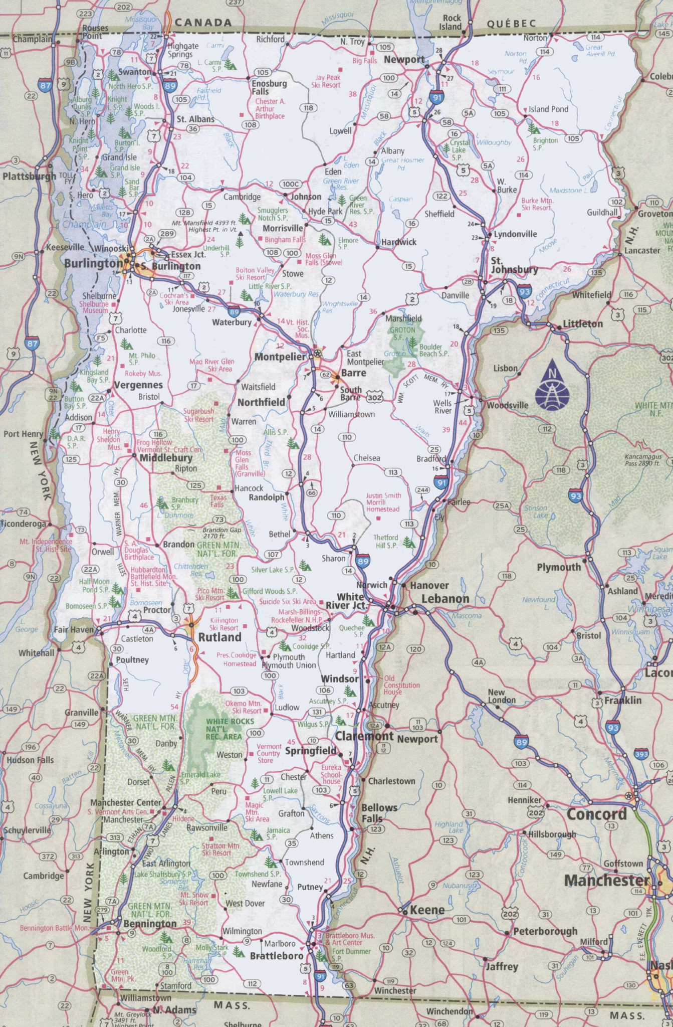 Vermont Road Map | Printable Map of The United States