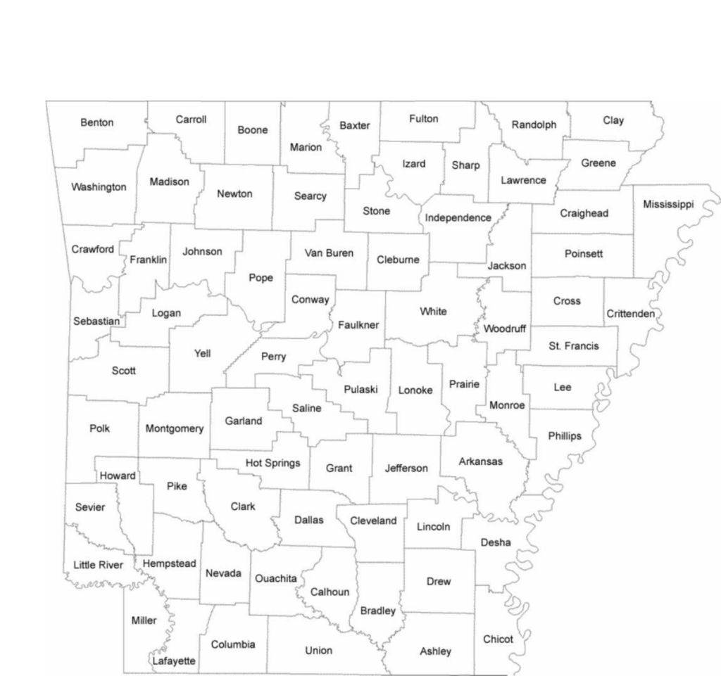 Arkansas County Map With County Names Free Download – Printable Map of ...