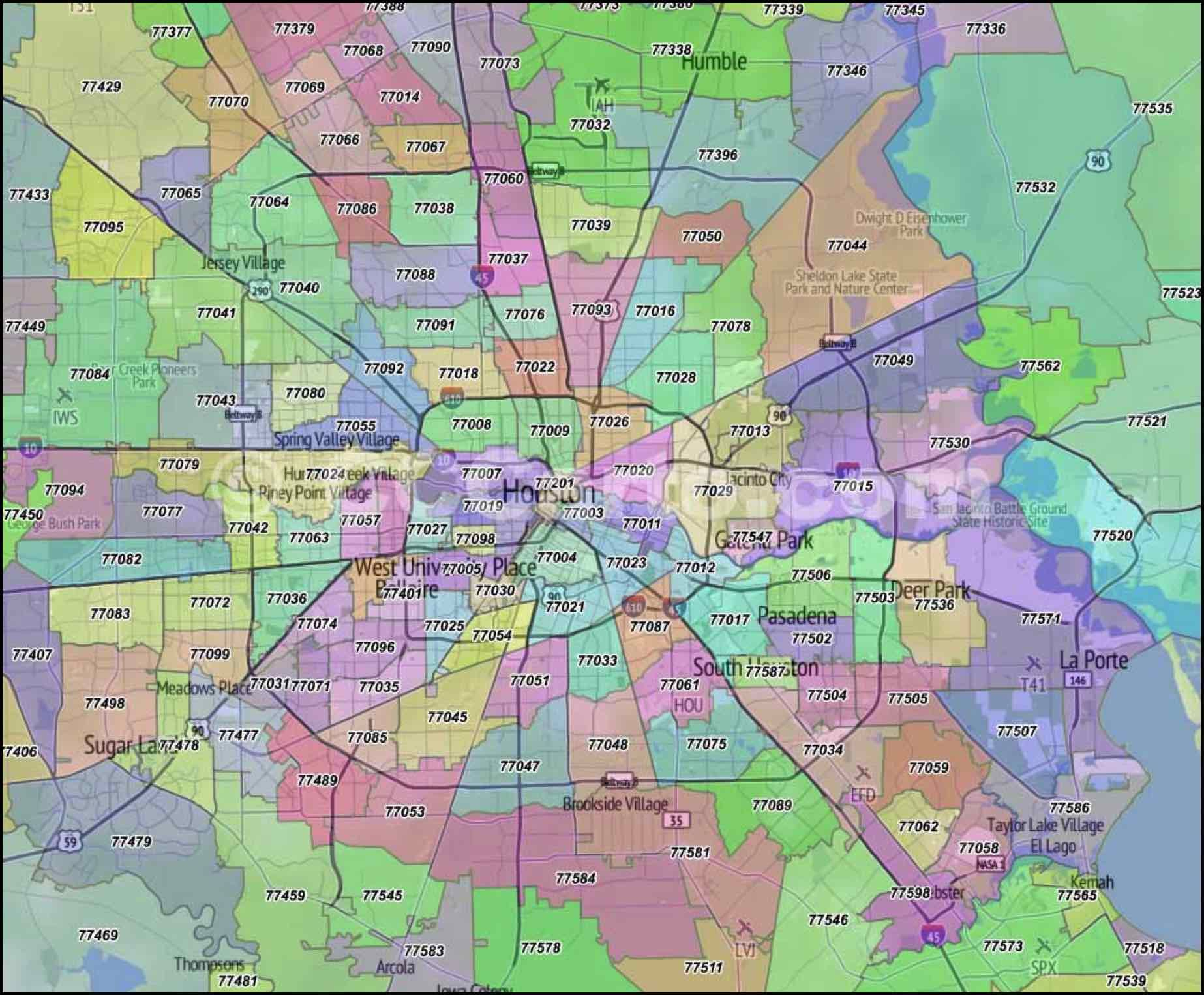 Printable Houston Zip Code Map - Printable Blank World