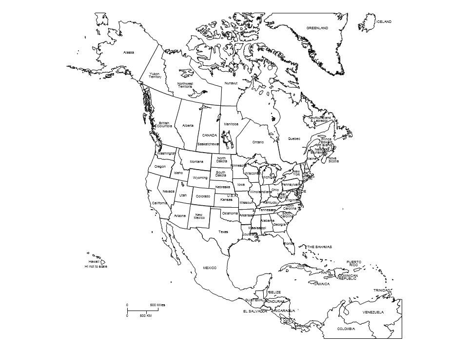 A Labeled Map Of North America - United States Map