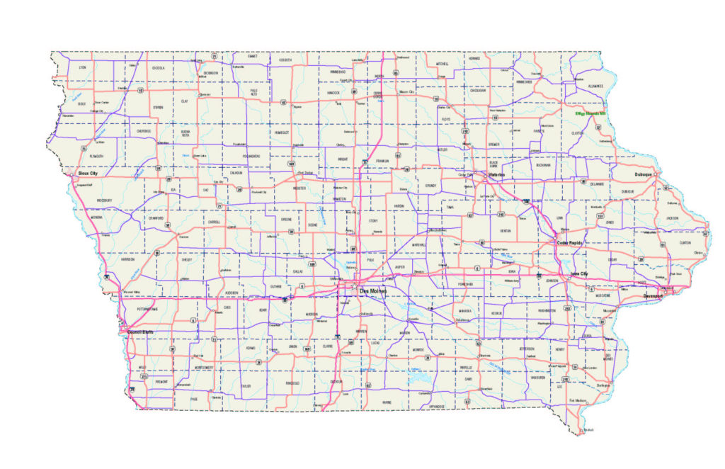 Iowa Maps Iowa Map Iowa Road Map Iowa State Map | Printable Map of The ...