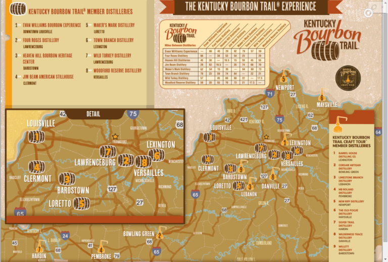 Ky Bourbon Trail Map With Images Bourbon Trail 768x518 