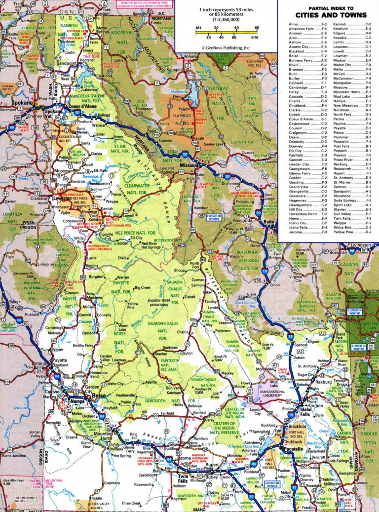 Large Detailed Roads And Highways Map Of Idaho State With – Printable ...