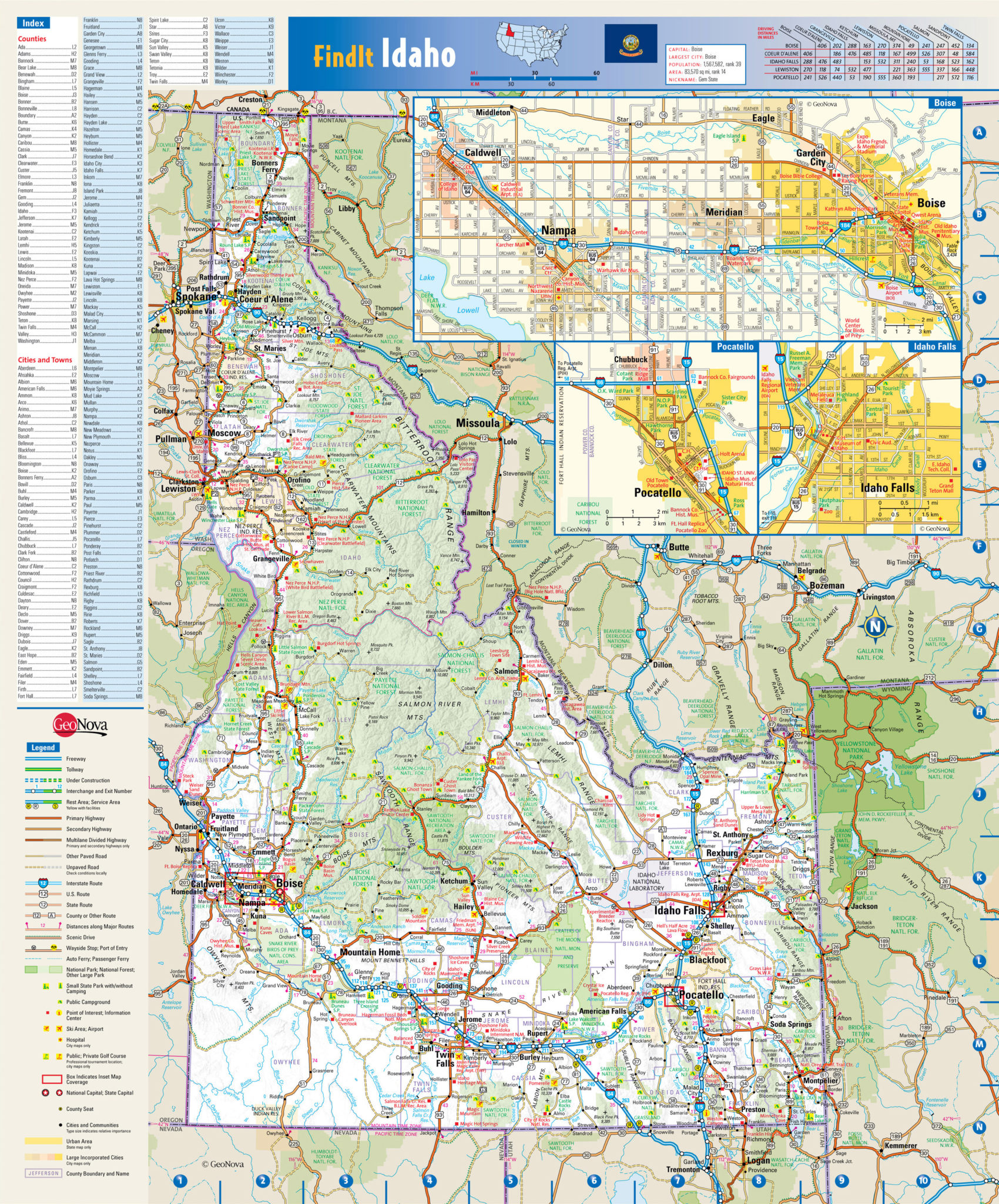 Large Detailed Roads And Highways Map Of Idaho State With | Printable ...