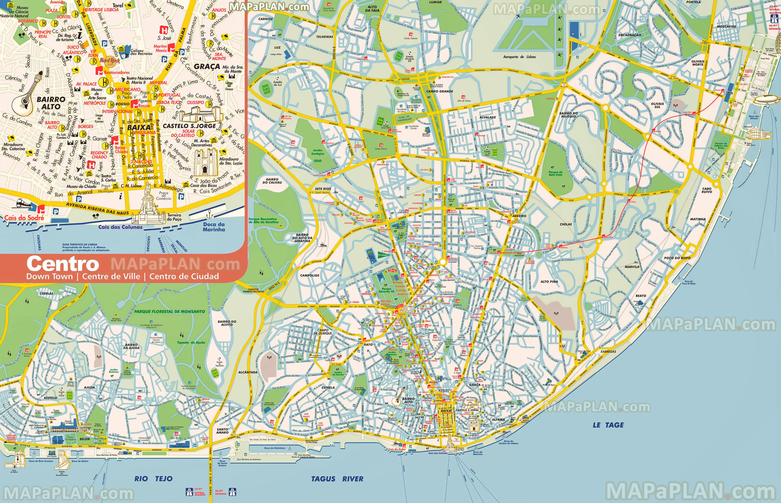 Lisbon Map Visitor Information For Tourists Showing Must Scaled 
