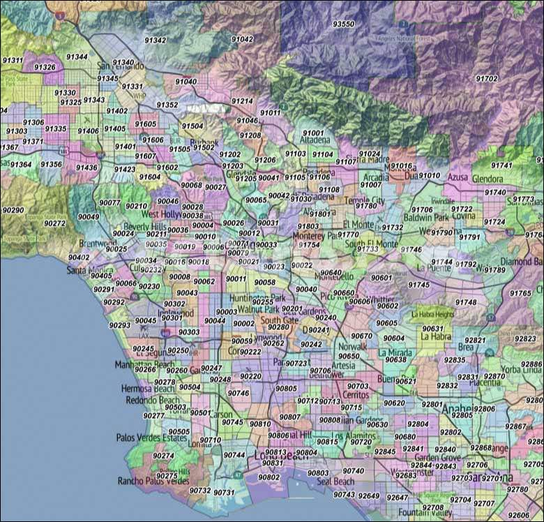 Los Angeles Zip Code Map Printable