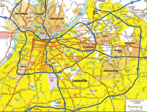 Louisville Road Map Road Map Of Louisville KY Kentucky USA | Printable ...