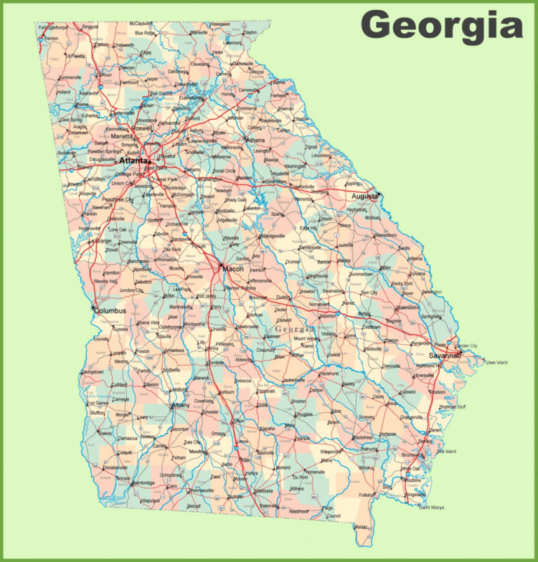 Map Of Northern Georgia Printable Road Map Of Georgia | Printable Map ...