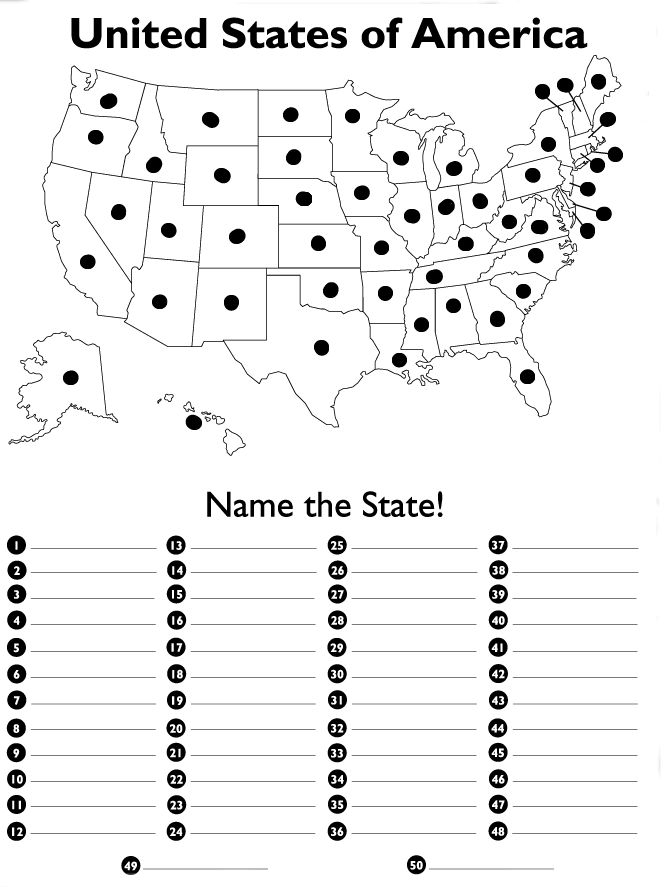 Printable State Capitals Practice
