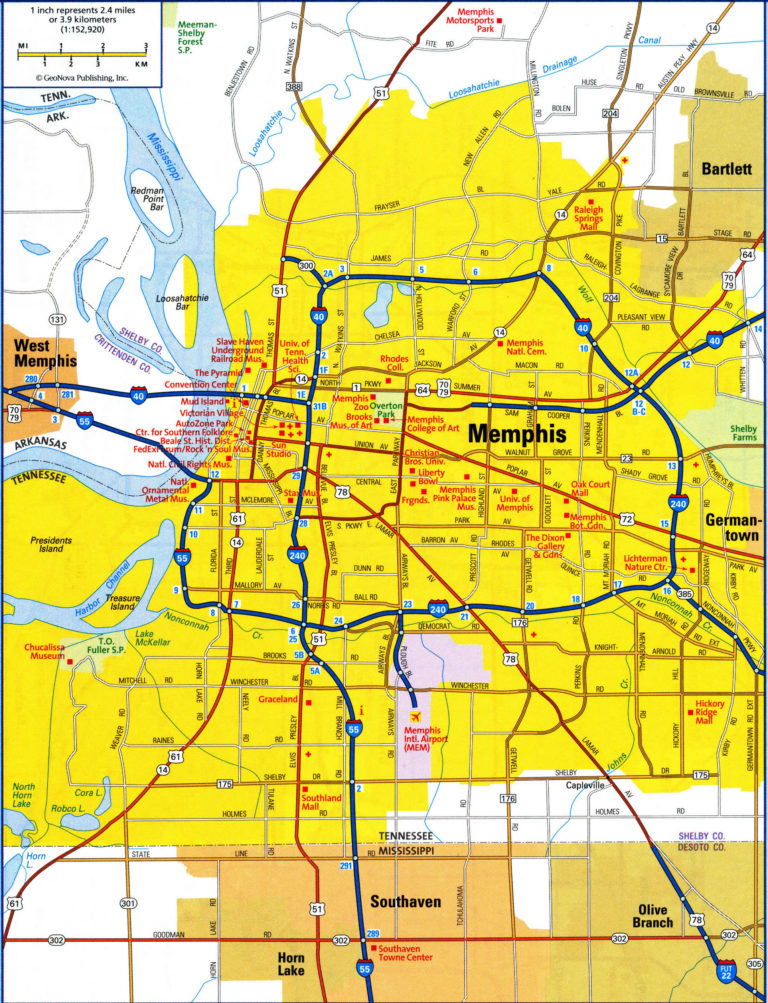 Memphis TN City Map Free Printable Detailed Map Of Memphis – Printable ...