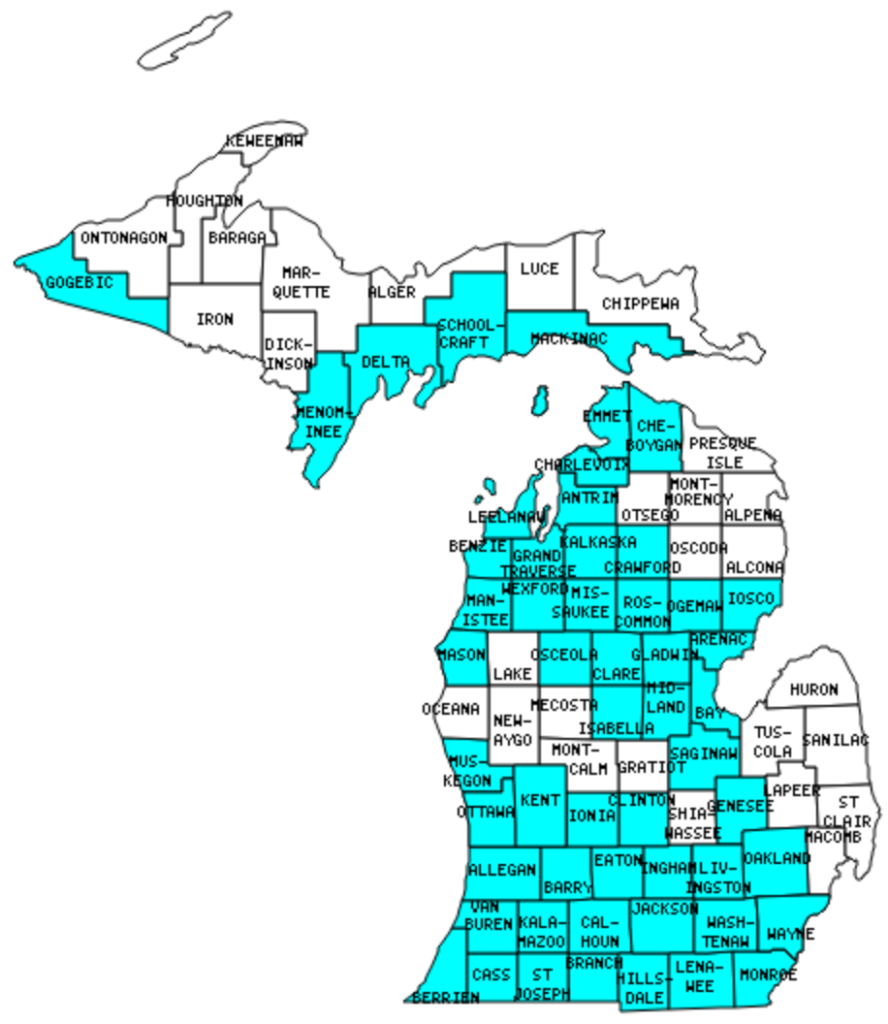 Michigan Counties Visited With Map Highpoint Capitol | Printable Map of ...