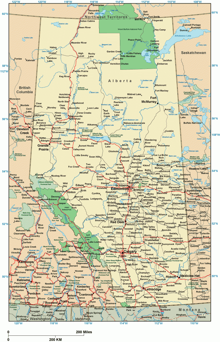Alberta Map Printable | Printable Map of The United States