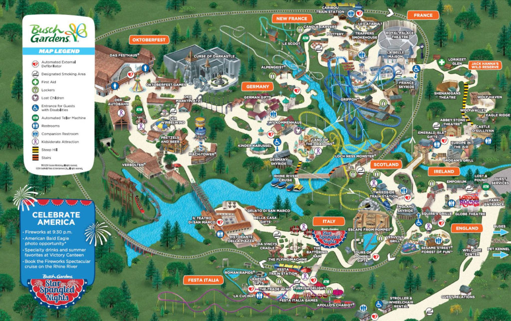 Park Map Busch Gardens Williamsburg Busch Gardens | Printable Map of ...