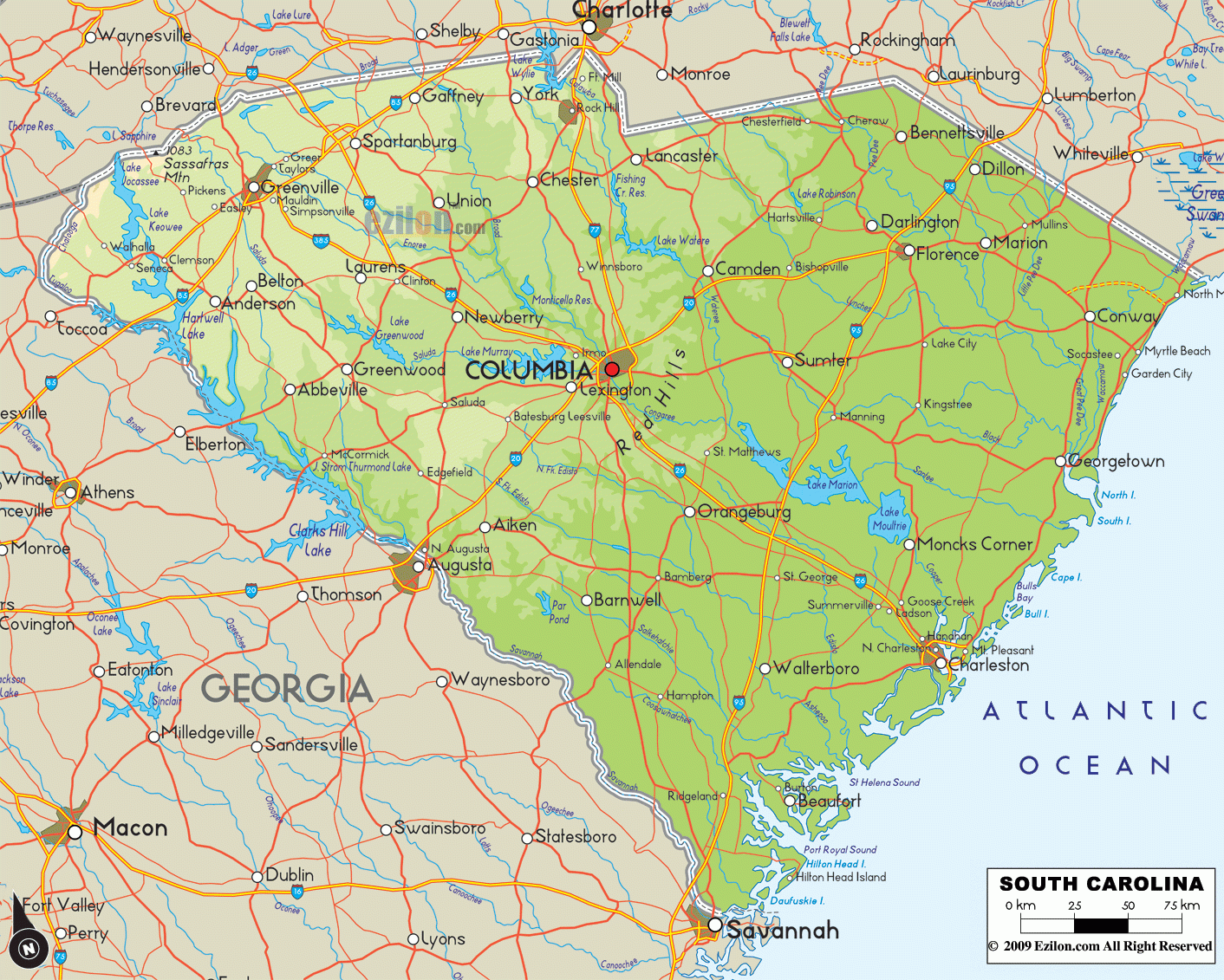  Printable Map Of South Carolina 