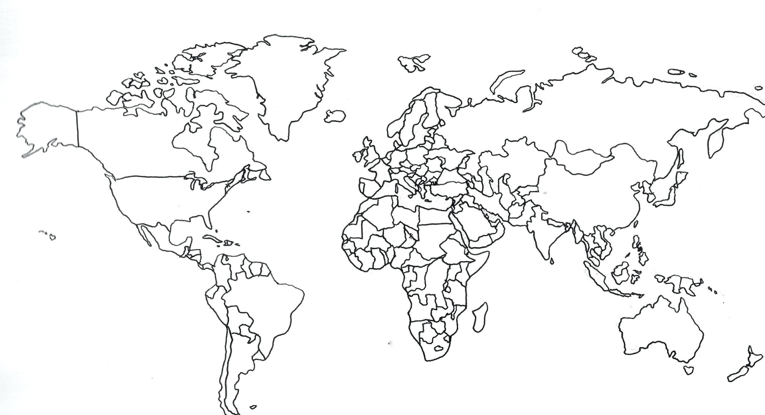 Printable World Map With Countries Black And White – Printable Map of ...