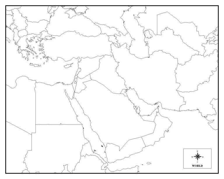 Printable Blank Map Of The Middle East | Printable Map of The United States