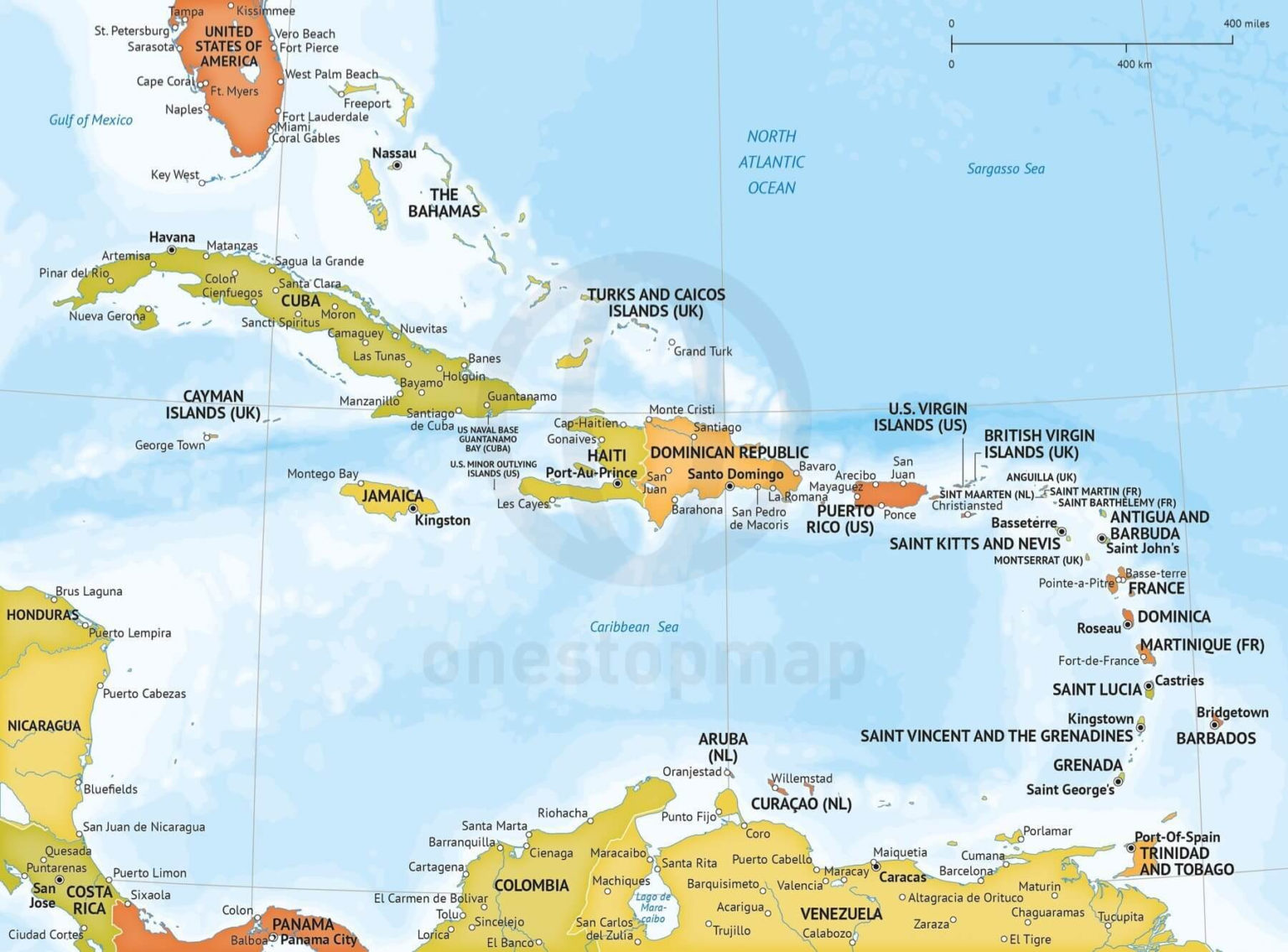 Printable Map Of Caribbean Islands That Are Old Fashioned – Printable ...