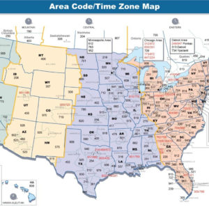 Printable US Map With Time Zones And Area Codes – Printable Map of The ...