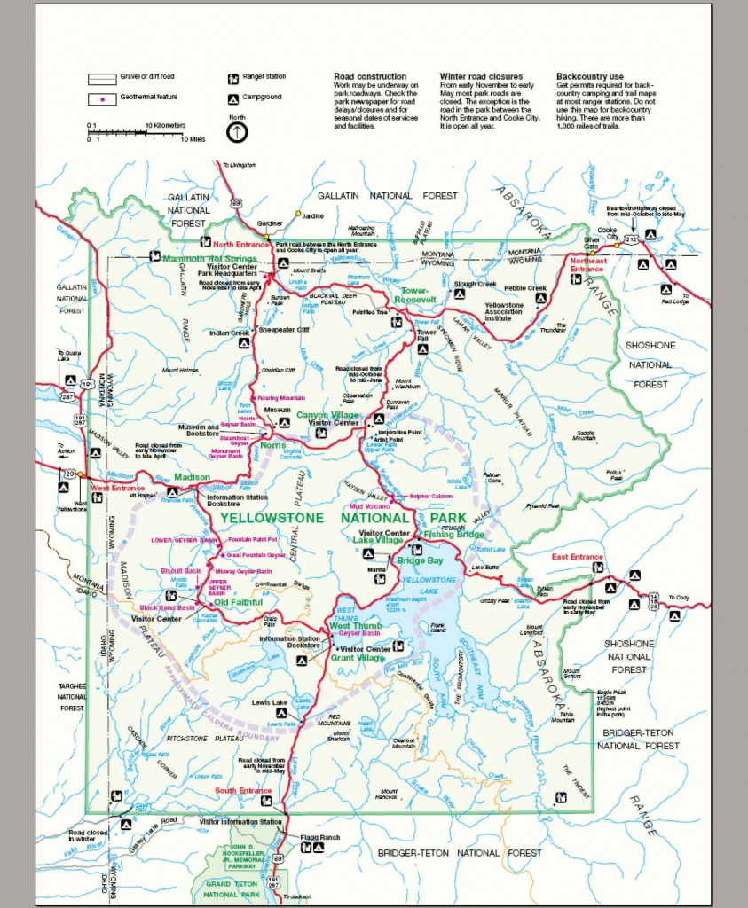 Printable Map Of Yellowstone National Park Printable Map of The