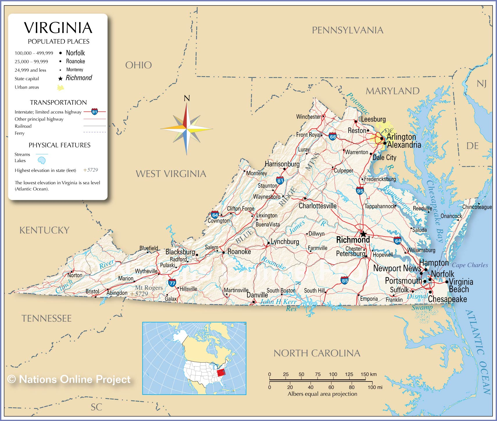 Printable Map Of Virginia