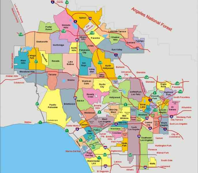 Map Of Los Angeles Zip Codes International Map Images