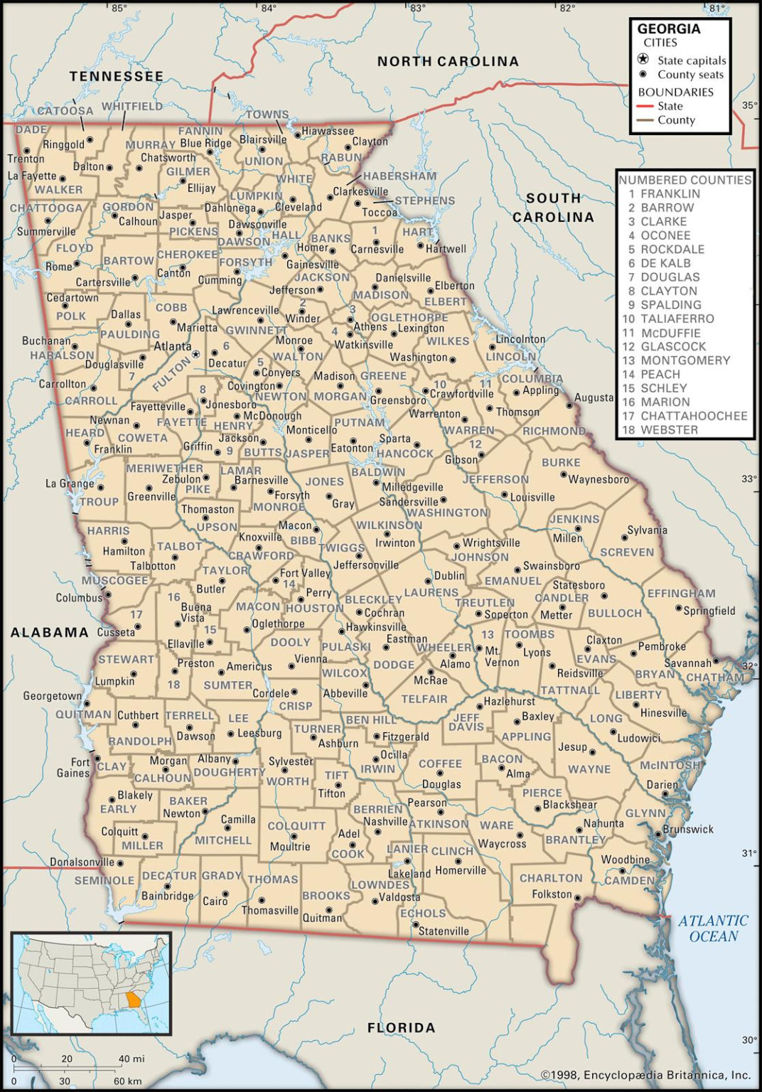 State And County Maps Of Georgia – Printable Map of The United States