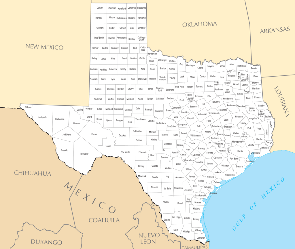 Texas County Map Mapsof Printable Map Of The United States 7426