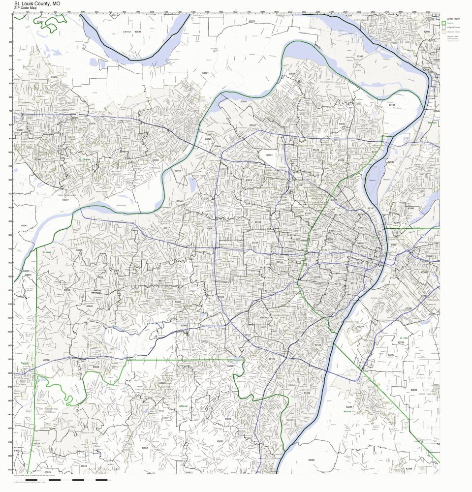 St Louis Zip Code Map Printable   Zip Code Map St Louis Color 2018 