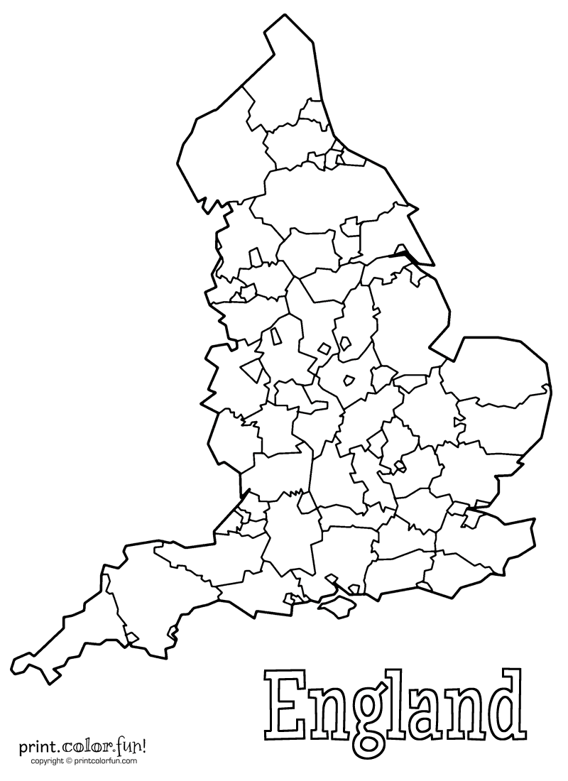 Blank Map Of England Print Color Fun 