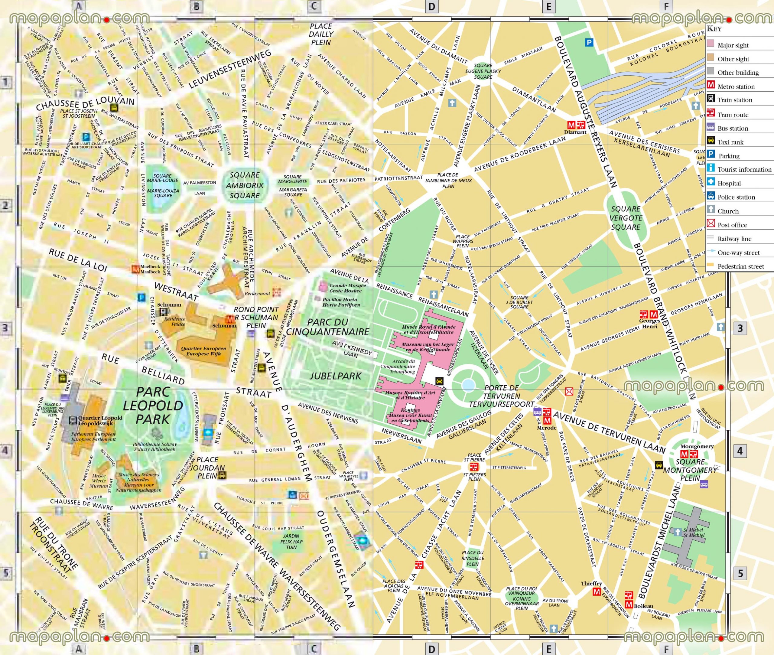 Brussels Map Detailed Upper Town Street Map Of Brussels 