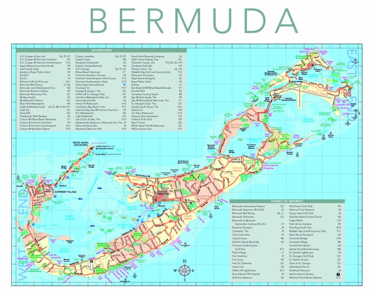 Detailed Tourist Map Of Bermuda Bermuda Detailed Tourist