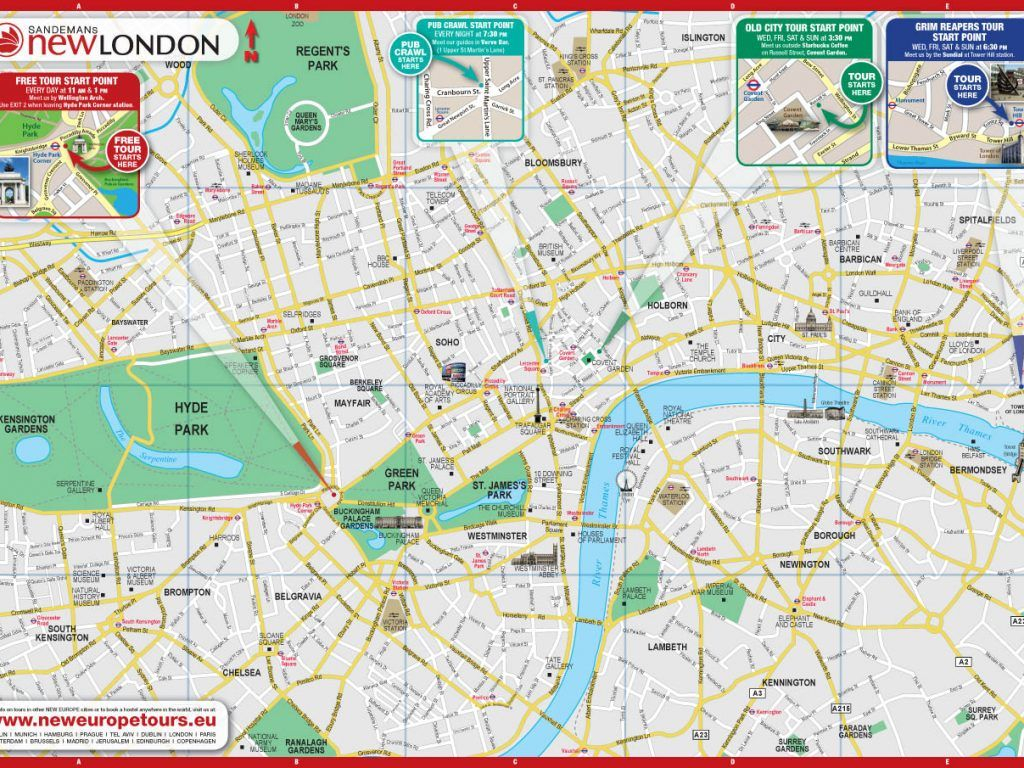 Download Printable London Street Map Major Tourist 