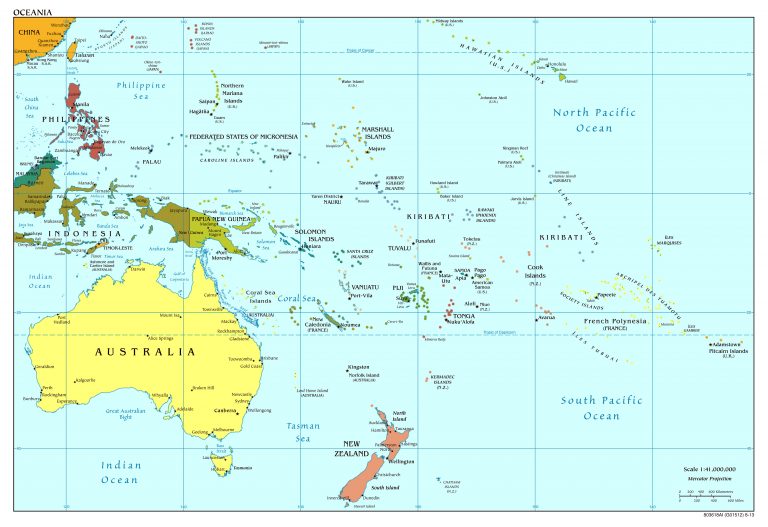 Large Detailed Political Map Of Australia And Oceania With