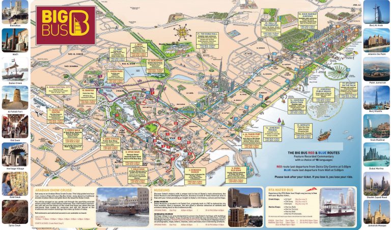 Large Detailed Tourist Map Of Dubai Dubai UAE United