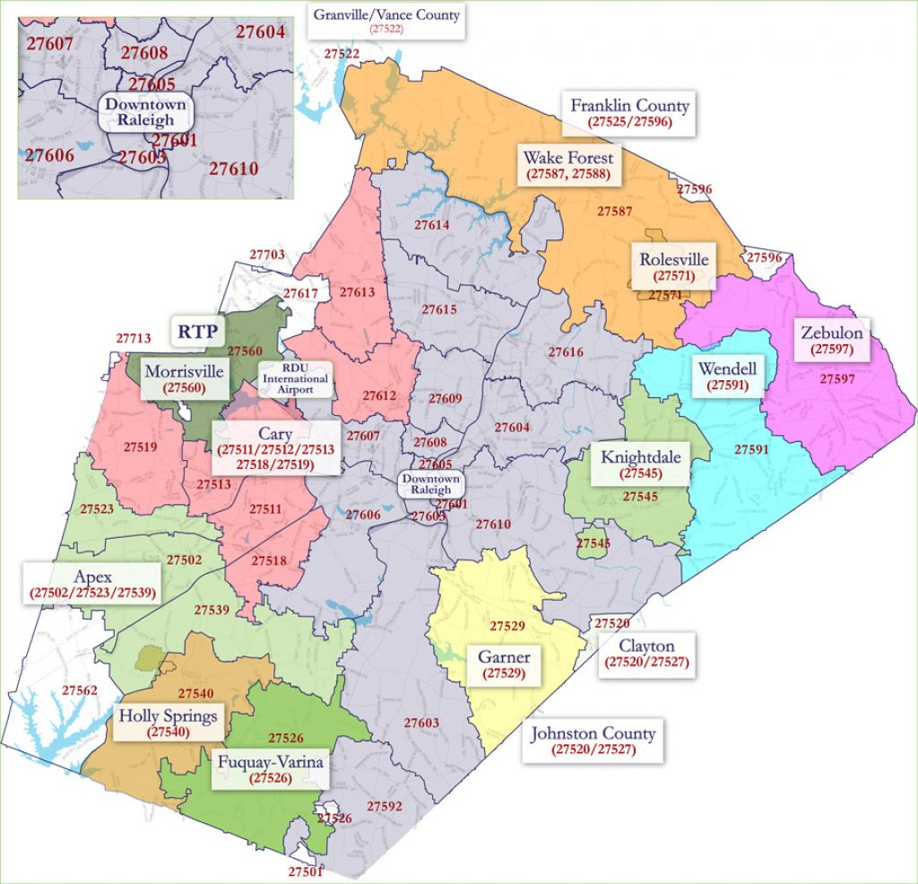 Raleigh Zip Code Map For Printable Map Of Downtown Raleigh 