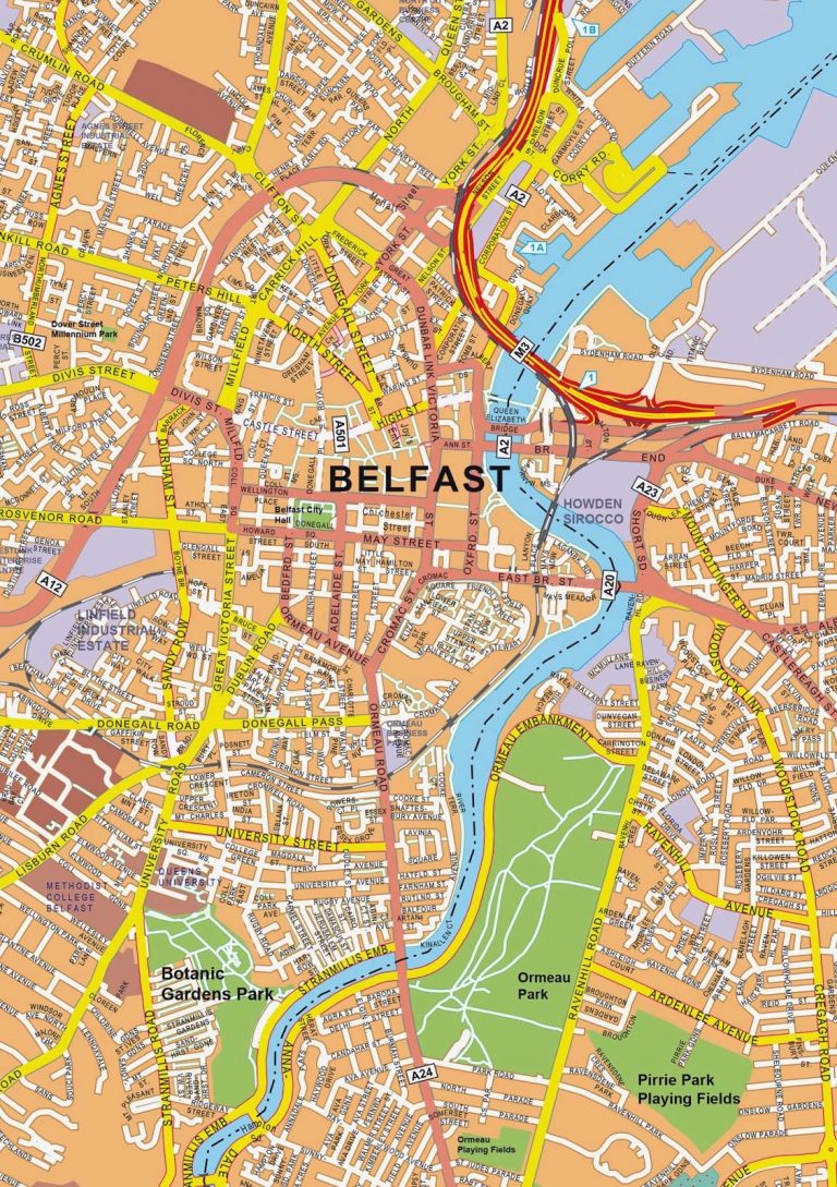 Stadtplan Von Belfast Detaillierte Gedruckte Karten Von